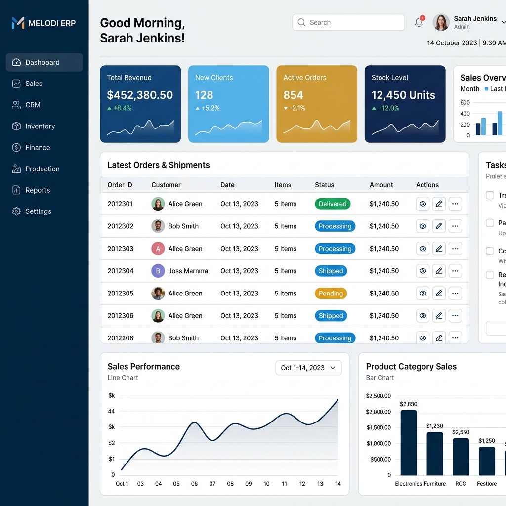 Dashboard MELODI ERP